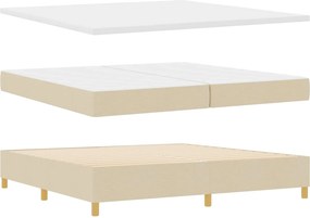 vidaXL LED Κρεβάτι με βάθρο με κεφαλάρι Κρεμ 200 x 200 cm ύφασμα