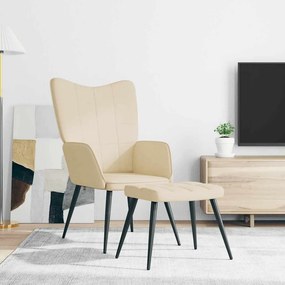 vidaXL Πολυθρόνα Relax Κρεμ Υφασμάτινη με Σκαμπό