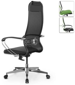 Καρέκλα γραφείου Sit-1031672 Megapap εργονομική με διπλό ύφασμα Mesh και τεχνόδερμα χρώμα μαύρο 66x70x118/131εκ.