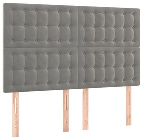 Κεφαλάρι Κρεβατιού LED Ανοιχτό Γκρι 144x5x118/128 εκ. Βελούδινο - Γκρι