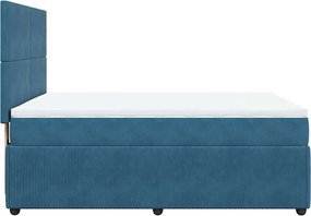 vidaXL Κρεβάτι Boxspring με Στρώμα Μπλε 140x190 εκ. Βελούδινο