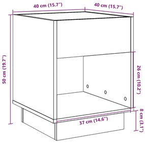 Κομοδίνο Άπειρο Φως LED Γκρι Σκυροδέματος 40x40x50 εκ. - Γκρι