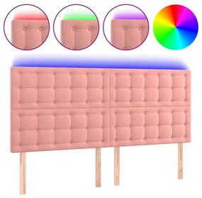 Κεφαλάρι Κρεβατιού LED Ροζ 160x5x118/128 εκ. Βελούδινο - Ροζ