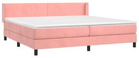 vidaXL Κρεβάτι Boxspring με Στρώμα Ροζ 200x200 εκ. Βελούδινο