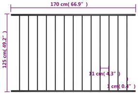 vidaXL Πάνελ Περίφραξης Μαύρο 1,7x1,25 μ Ατσάλι με Ηλεκτροστατική Βαφή