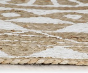 vidaXL Χαλί Χειροποίητο 120 εκ. από Γιούτα με Λευκό Σχέδιο