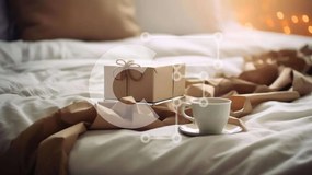 Intra Συλλεκτικό Ξύλινο Παζλ Plywood 4mm - Κρεβάτι με λευκά σεντόνια και καφέ χαρτί περιτυλίγματος Σε Ξύλινο Κουτί - Διαστάσεις: 10x10 cm – 25 κομμάτια