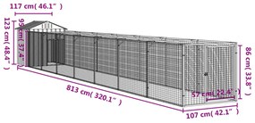 Σπιτάκι Σκύλου με Οροφή Αν. Γκρι 117x813x123εκ. Γαλβαν. Χάλυβας - Γκρι