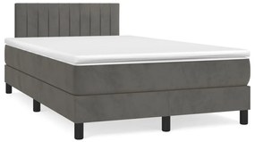 vidaXL Κρεβάτι Boxspring με Στρώμα Σκούρο Γκρι 120x190 εκ. Βελούδινο