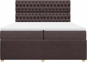 vidaXL Κρεβάτι Boxspring με Στρώμα Σκούρο Καφέ 200x200 εκ. Υφασμάτινο