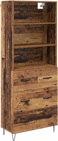 vidaXL Highboard με συρτάρι 2 pcs Παλιό ξύλο Επεξεργασμένο ξύλο