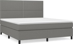 vidaXL Κρεβάτι Boxspring με Στρώμα Σκούρο Γκρι 180x200 εκ Υφασμάτιν