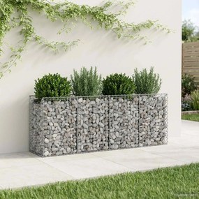 vidaXL Ανασηκωμένο κρεβάτι gabion 2 pcs Ασημί