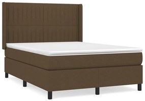 Κρεβάτι Boxspring με Στρώμα Σκούρο Καφέ 140x200 εκ Υφασμάτινο - Καφέ