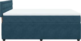 vidaXL Κρεβάτι Boxspring με Στρώμα Μπλε 140x190 εκ. Βελούδινο