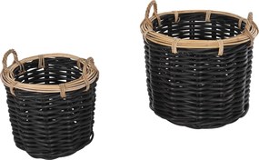 ΣΕΤ 2 ΚΑΛΑΘΙΑ POTTS HM4379 ΜΑΥΡO&ΦΥΣΙΚΟ ΧΡΩΜΑ- CL RATTAN Φ61+Φ45εκ.
