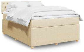 Κρεβάτι Boxspring με Στρώμα Κρεμ 140x200 εκ. Υφασμάτινο - Κρεμ