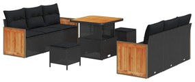 Σετ Καναπέ Κήπου με μαξιλάρι 9 pcs Μαύρο