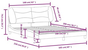 Πλαίσιο Κρεβατιού με Κεφαλάρι Κρεμ 160x200 εκ. Υφασμάτινο - Κρεμ