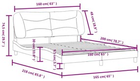 Σκελετός Κρεβατιού Χωρίς Στρώμα Κρεμ 160x200 εκ. Υφασμάτινο - Κρεμ