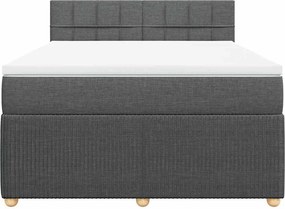 vidaXL Κρεβάτι Boxspring με Στρώμα Σκούρο Γκρι 140x190 εκ. Υφασμάτινο
