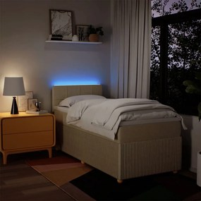 vidaXL Κρεβάτι Boxspring με Στρώμα Κρεμ 90x190 εκ.Υφασμάτινο