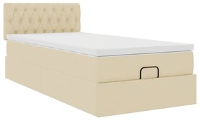 vidaXL Οθωμανικό κρεβάτι με στρώμα Cream 90x190cm ύφασμα