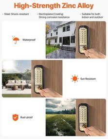 VEVOR Mechanical Keyless Entry Door Lock 14 Key Mechanical Door Lock Waterproof