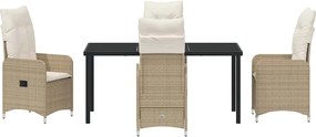 vidaXL Σέτ φαγητού για κήπο 5 pcs Μπεζ συνθετικό ρατάν