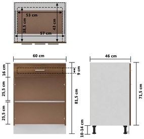 Έπιπλο Με Συρτάρι Καφέ Δρυς 60x46x81,5 εκ. Επεξεργ. Ξύλο - Καφέ