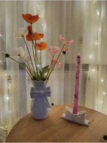 Stewehome Διακοσμητικό βάζο με φιόγκο και όψη μαρμάρου Λευκό
