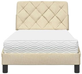 vidaXL Κρεβάτι με Στρώμα Κρεμ 90x200 εκ.Υφασμάτινο