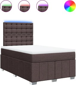 vidaXL Κρεβάτι Boxspring με Στρώμα Σκούρο Καφέ 120x190 εκ Υφασμάτινο