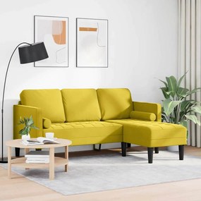 vidaXL Γωνιακός Καναπές Κίτρινος 173x131x67 εκ. Βελούδο