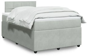 vidaXL Κρεβάτι Boxspring με Στρώμα Ανοιχτό Γκρι 120x190 εκ. Βελούδινο