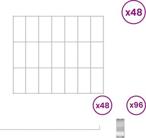 vidaXL Περίφραξη Κήπου με Στήλες 48 τμχ. 35 x 30 εκ. Ασημί