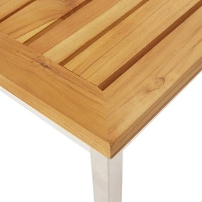vidaXL Σκαμπό Μπαρ 2 τεμ. από Μασίφ Ξύλο Teak/Ανοξείδωτο Ατσάλι