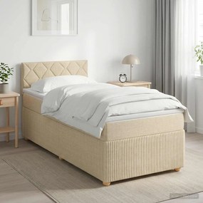 vidaXL Κρεβάτι box spring με στρώμα Κρεμ 100 x 200 cm Ύφασμα