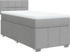 vidaXL Κρεβάτι Boxspring με Στρώμα Ανοιχτό Γκρι 100x200 εκ. Υφασμάτινο