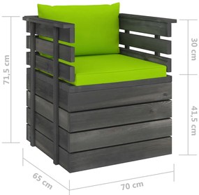 vidaXL Πολυθρόνα Κήπου από Ξύλο Πεύκου με Μαξιλάρια