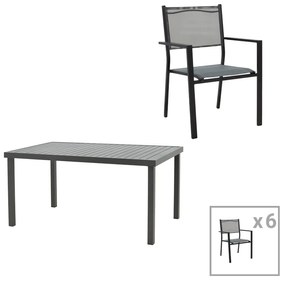 Intrahome Τραπεζαρία Moly-Kliton A σετ 7τεμ Intrahome αλουμινίου και ανθρακί textilene 150x80x74εκ | SKU: INTRAPA-311111938