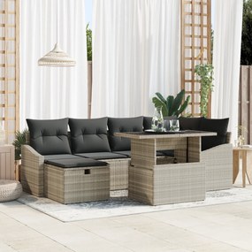 vidaXL Σετ Καναπέ 7 Τεμαχίων με Μαξιλάρια Ανοιχτό Γκρι Πολυρατάν
