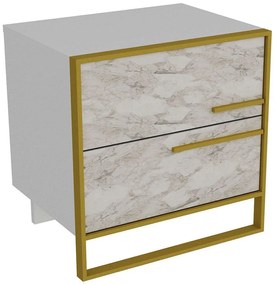 Κομοδίνο Polka 875ZNA3408 50x38,5x51,8cm Marble Effect White-Gold
