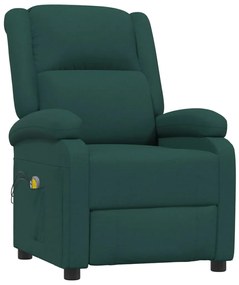 vidaXL Πολυθρόνα Μασάζ Ηλεκτρική Σκούρο Πράσινο Υφασμάτινη