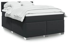 vidaXL Κρεβάτι Boxspring με Στρώμα Μαύρο 160x200εκ.από Συνθετικό Δέρμα