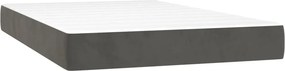 vidaXL Κρεβάτι Boxspring με Στρώμα Σκούρο Γκρι 120x200 εκ. Βελούδινο