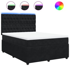 vidaXL Κρεβάτι Boxspring με Στρώμα Μαύρο 140x190 εκ. Βελούδινο