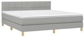 vidaXL Κρεβάτι Boxspring με Στρώμα & LED Αν.Γκρι 180x200 εκ Υφασμάτινο