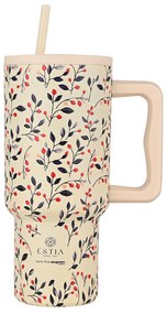 Κούπα Θερμός Με Λαβή &amp; Καλαμάκι 900ml Estia Save The Aegean Tumbler Bloom Beige 01-35181