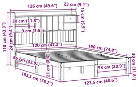 ΚΡΕΒΑΤΙ ΒΙΒΛΙΟΘΗΚΗ ΧΩΡΙΣ ΣΤΡΩΜΑ 120X190 ΕΚ ΜΑΣΙΦ ΞΥΛΟ ΠΕΥΚΟΥ 3322590